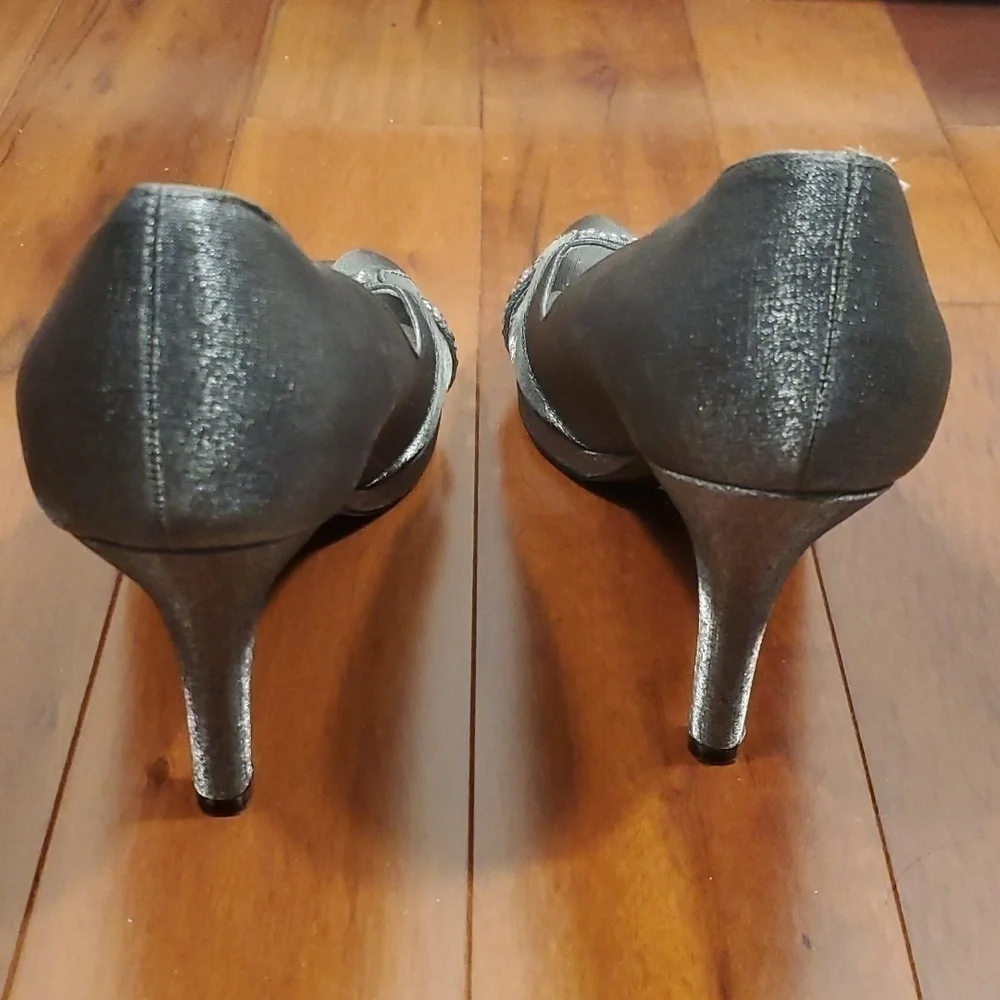 NINA Gray Peep Toe Platform Pumps Heels Shoes Women's 8.5 M